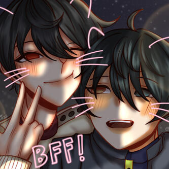 2 characters, bust up